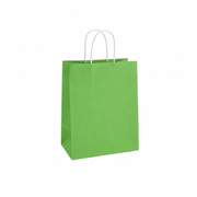 Bolsa ecológica de papel Kraft Verde con manija | 20 cm x 12 cm x 25 cm