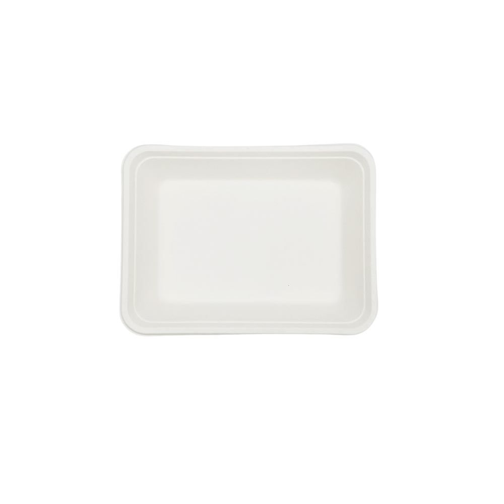 Bandeja pulpa de papel blanca | Rectangular