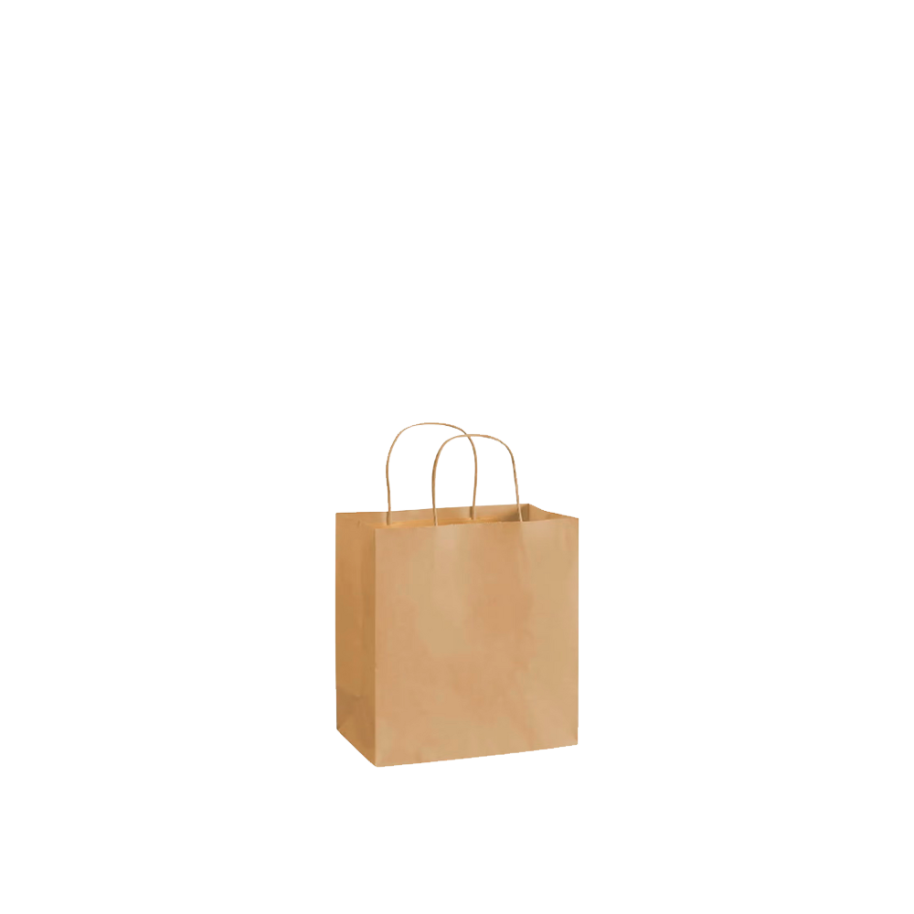 Bolsa ecológica de papel Kraft con manija | 14 cm x 8 cm x 21 cm