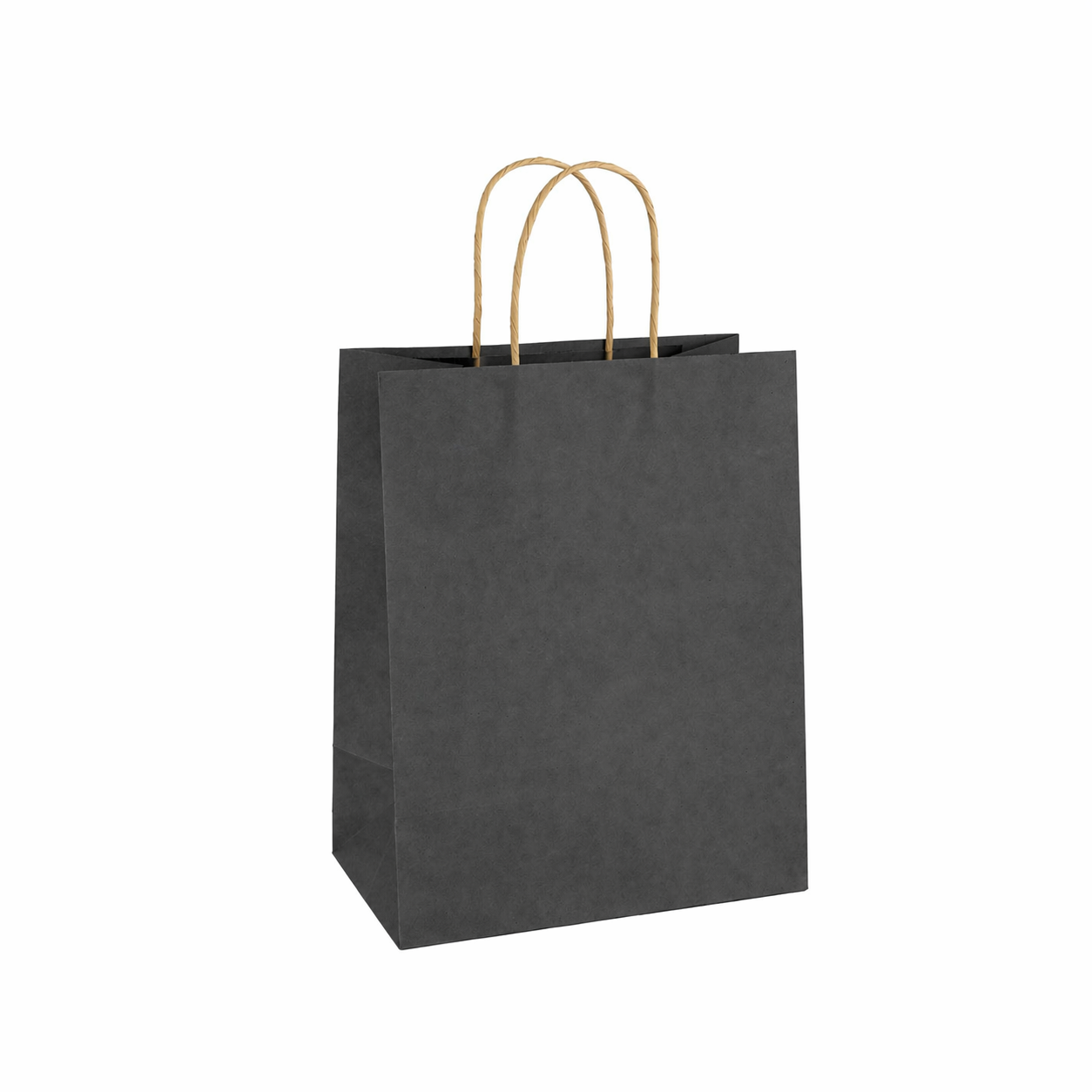 Bolsa ecológica de papel Kraft negro con manija | 20 cm x 12 cm x 25 cm