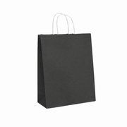 Bolsa ecológica de papel Kraft negro con manija | 25 cm x 13 cm x 33 cm