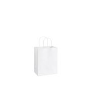 Bolsa ecológica de papel Kraft Blanco con manija | 14 cm x 8 cm x 21 cm