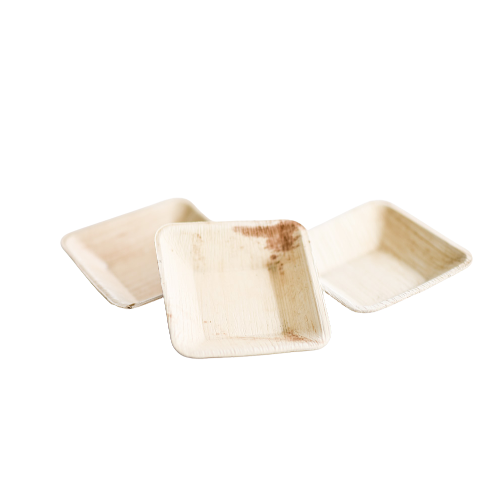 Plato Areca cuadrado 9cm x 9cm | Paquete x 10 Uds