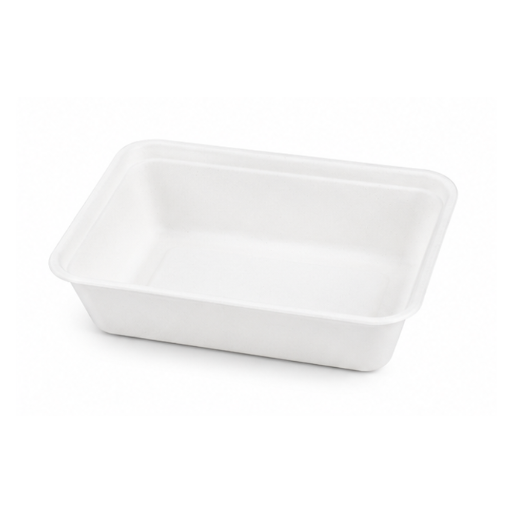 Bowl pulpa de papel rectángular sin tapa | 500 ml