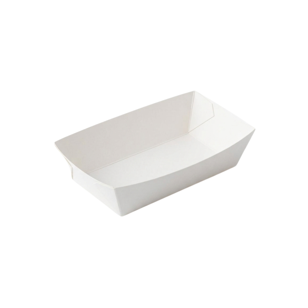 Plato Canoa de cartón blanco | #2 - 17 cm x 13 cm x 5 cm
