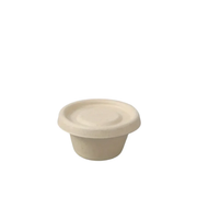 Copa biodegradable para salsas con tapa pulpa de papel (crema) | 2 oz