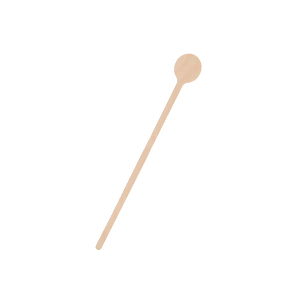 Palito mezclador de madera para bebidas | 18 cm - Cabeza redonda