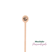Palito mezclador de madera personalizado | 18 cm - Cabeza redonda