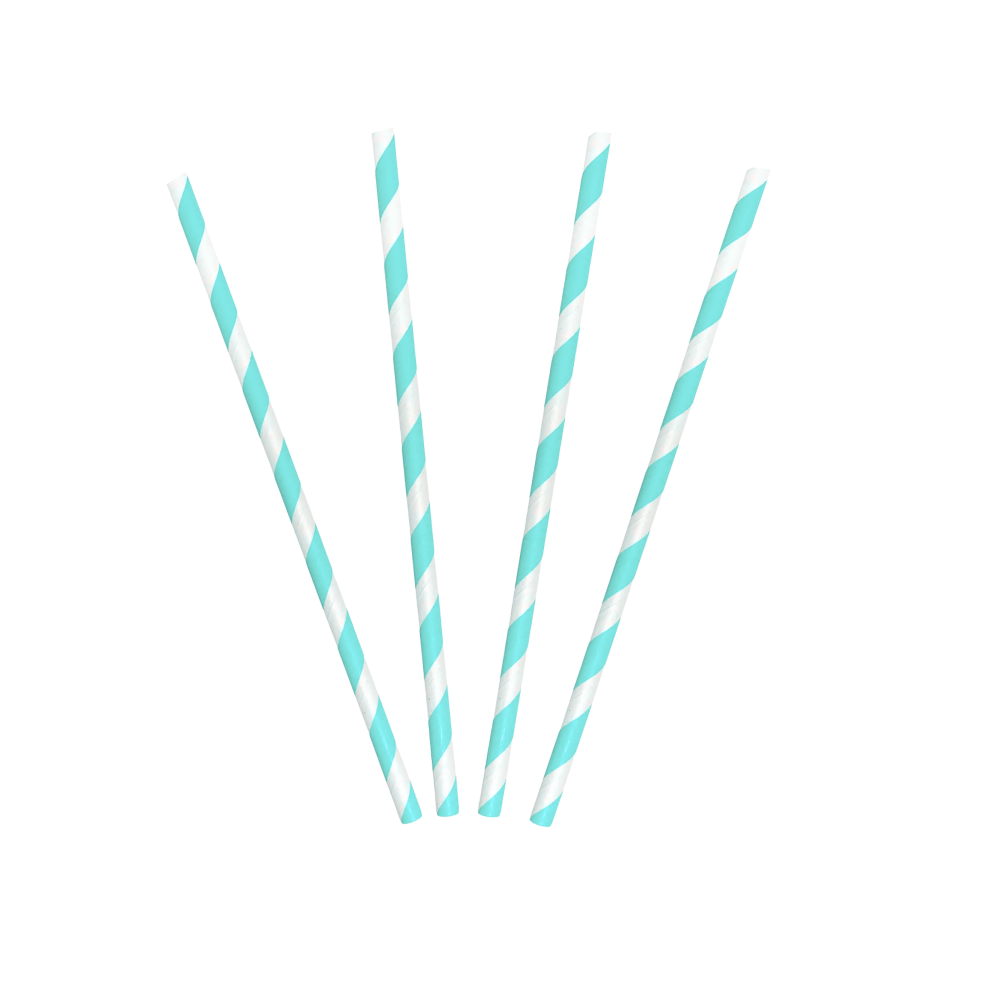 Pitillo de papel con envoltura | Rayas Aguamarina