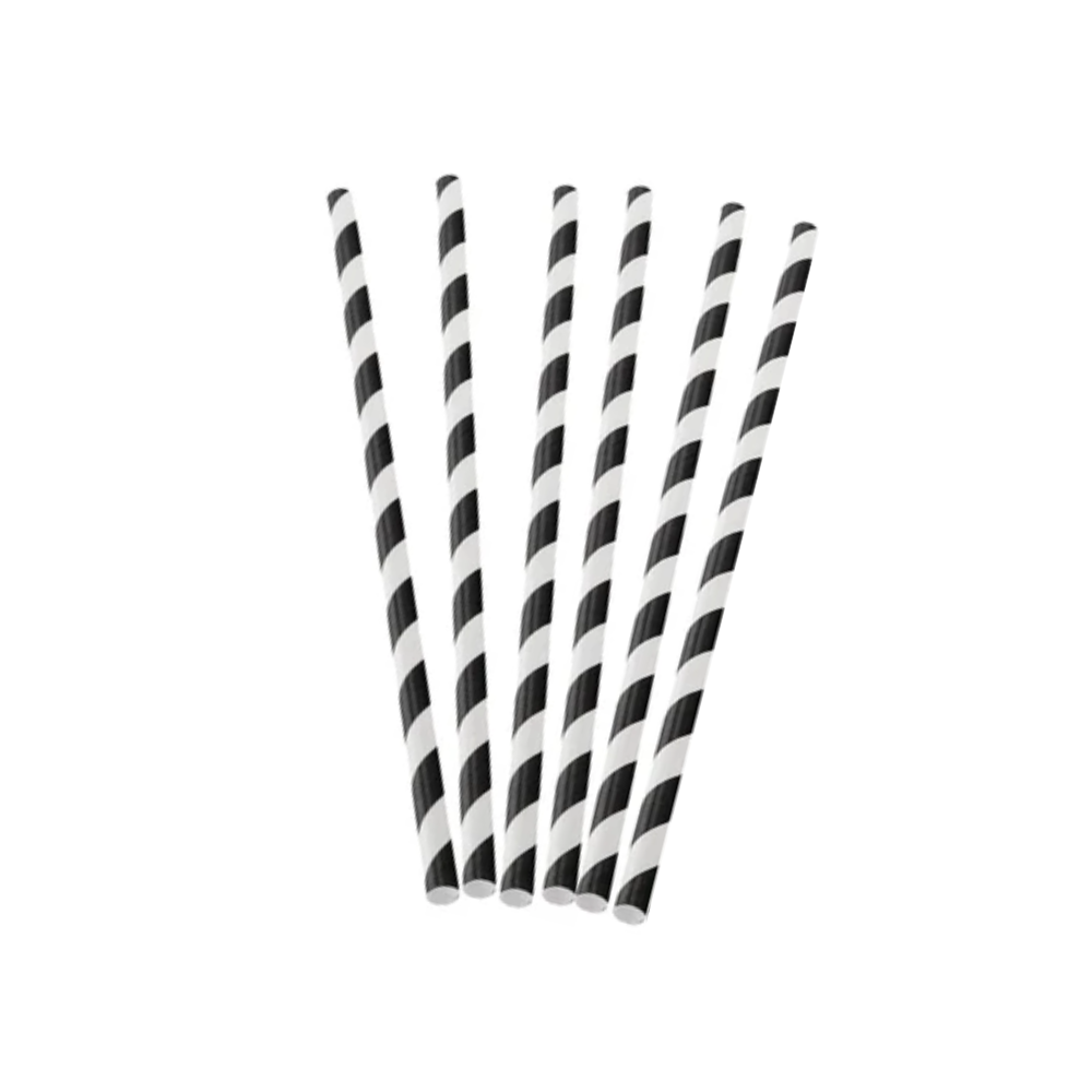 Pitillo de papel con envoltura | Rayas Negras