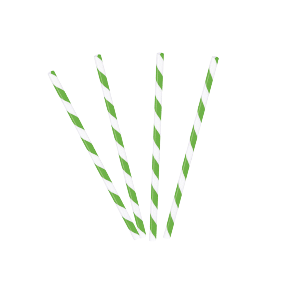 Pitillo de papel con envoltura | Rayas Verdes