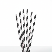 Pitillo de papel con envoltura | Rayas Negras - Largo 20 cm