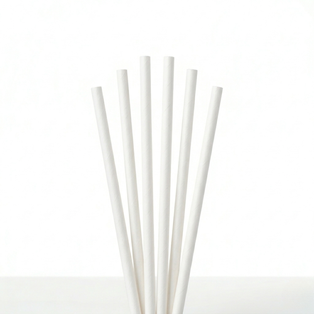 Pitillo de papel con envoltura | 100% Blanco - Largo 20 cm