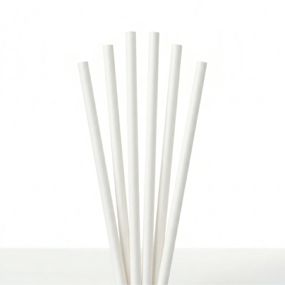Pitillo de papel con envoltura | 100% Blanco - Largo 25 cm