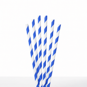 Pitillo de papel con envoltura | Rayas Azules - Largo 20 cm