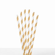 Pitillo de papel con envoltura | Rayas Dorado (Mate) - Largo 20 cm