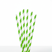 Pitillo de papel con envoltura | Rayas Verdes - Largo 20 cm