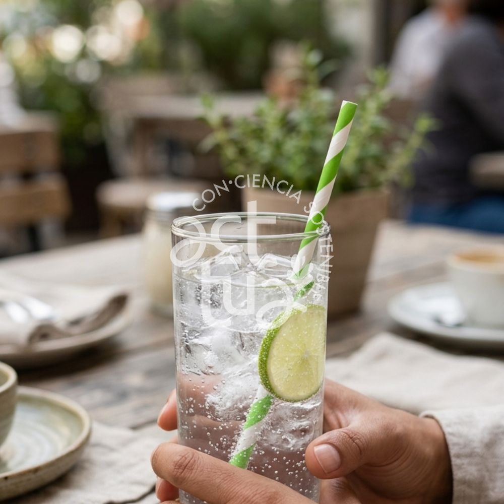 Pitillo de papel con envoltura | Rayas Verdes - Largo 20 cm