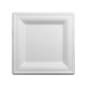 Plato pulpa de papel blanco | Cuadrado grande 26 cm
