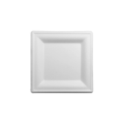 Plato pulpa de papel blanco | Cuadrado pequeño 16 cm