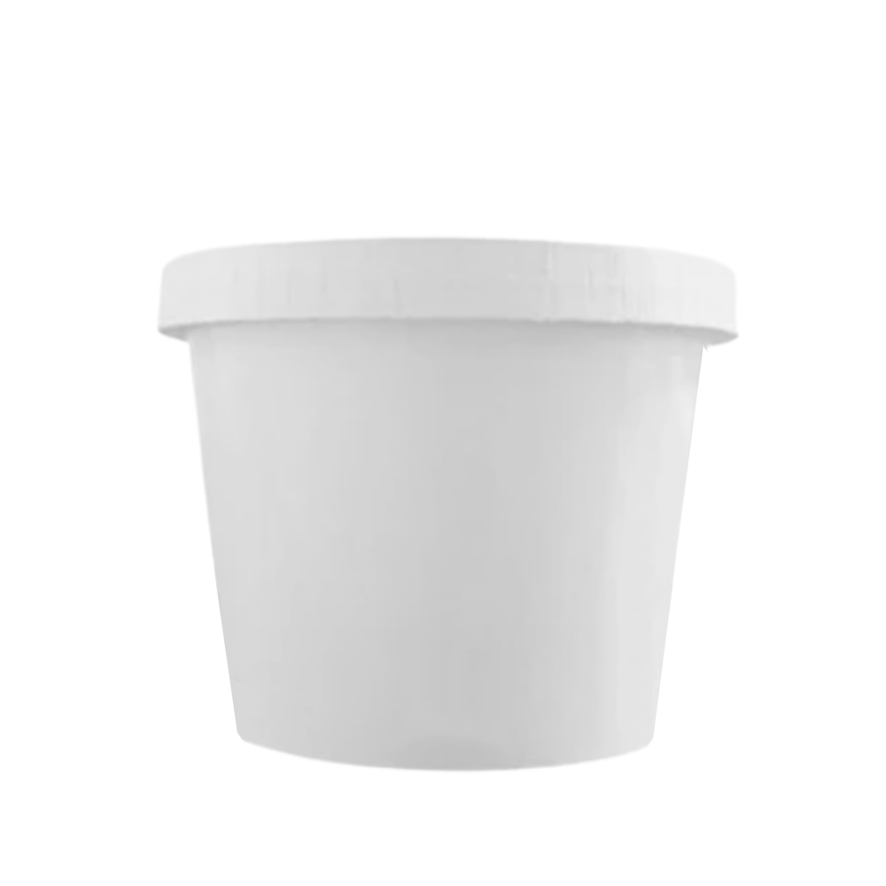 Tazón blanco con tapa plana de cartón | 12 oz - 354 ml