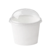 Tazón blanco de cartón con tapa Domo | 12 oz - 354 ml