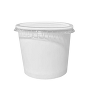 Tazón blanco de cartón con tapa plana en PET | 12 oz - 354 ml