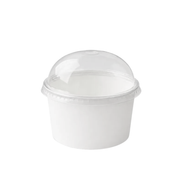 Tazón blanco de cartón con tapa Domo | 6 oz - 177 ml