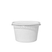 Tazón blanco de cartón con tapa plana en PET | 6 oz - 177 ml