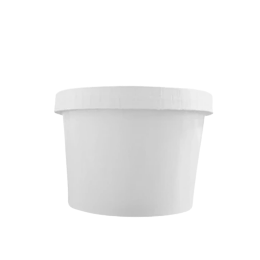 Tazón blanco con tapa plana de cartón | 8 oz - 236 ml