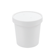 Tazón de cartón blanco con tapa | 16 oz - 473 ml
