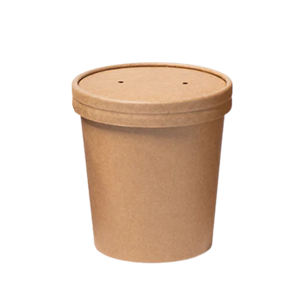 Tazón de cartón kraft con tapa | 16 oz - 473 ml