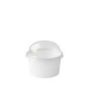 Tazón blanco de cartón con tapa Domo | 4 oz - 118 ml