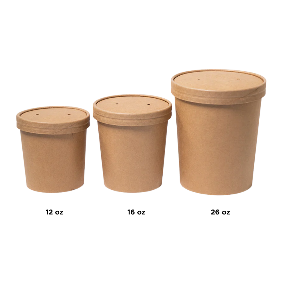 Tazón de cartón kraft con tapa | 12 oz - 354 ml