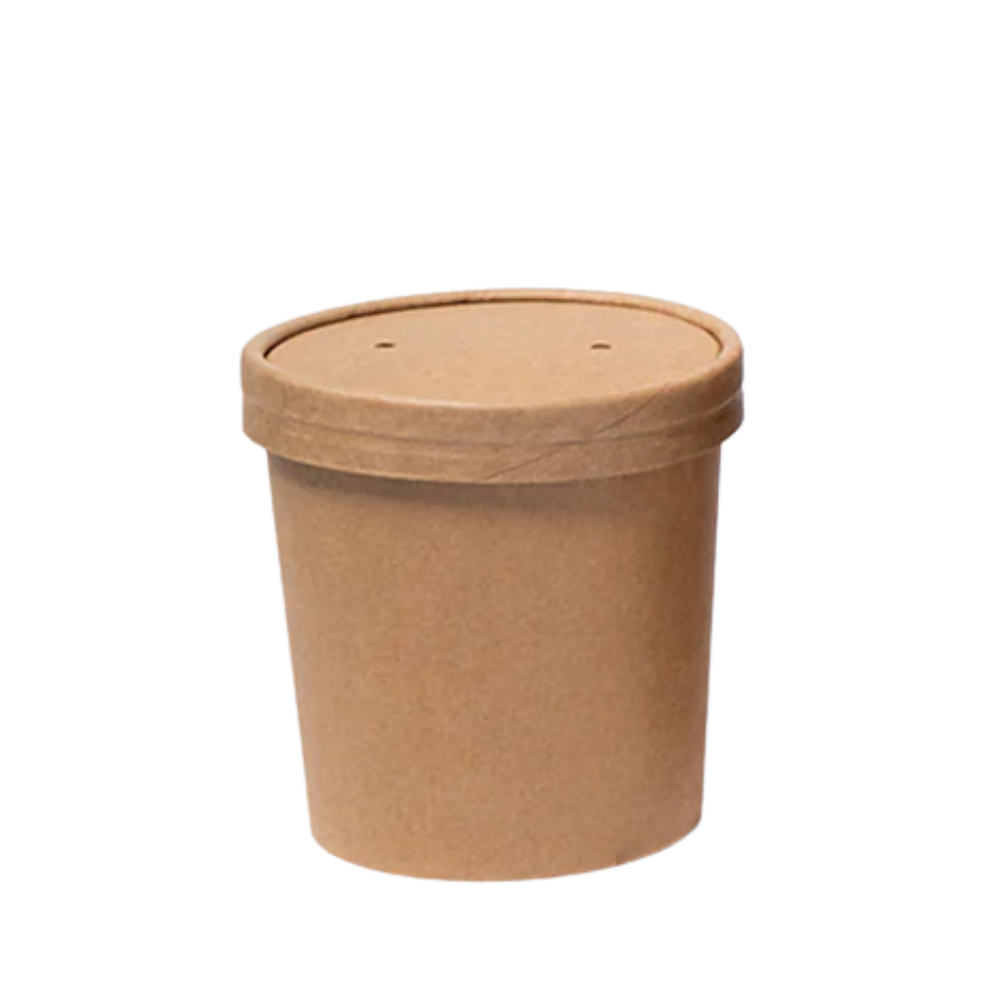 Tazón de cartón kraft con tapa | 12 oz - 354 ml