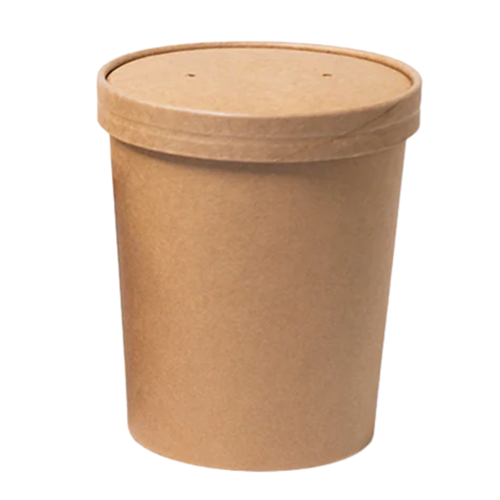 Tazón de cartón kraft con tapa | 26 oz - 769 ml